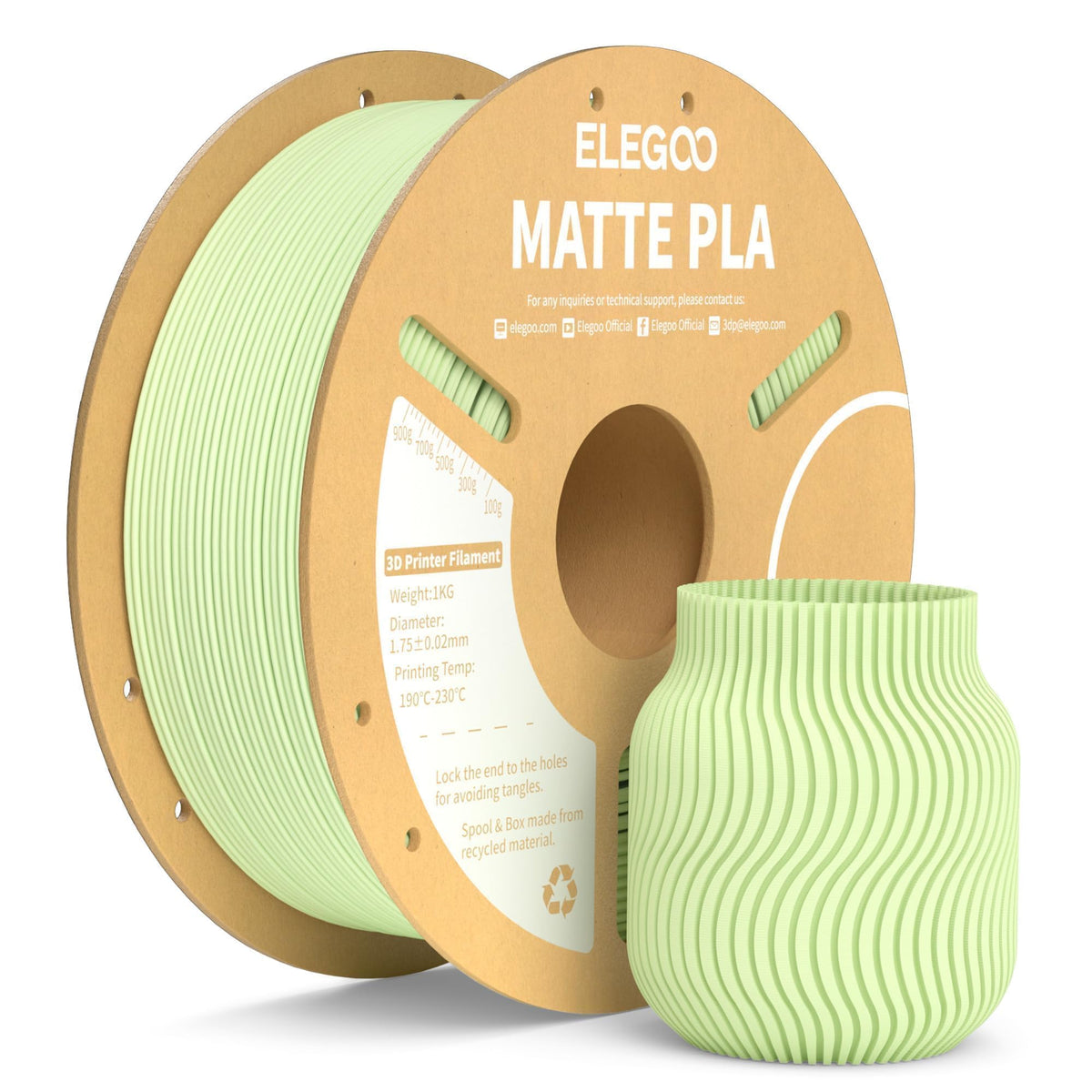 ELEGOO Matte PLA 3D Printer Filament Bundle 1.75mm, 8 Colors 250g Spool Dimensional Accuracy +/- 0.02mm, 8 Pack Multicolors Fits for Most FDM 3D Printers
