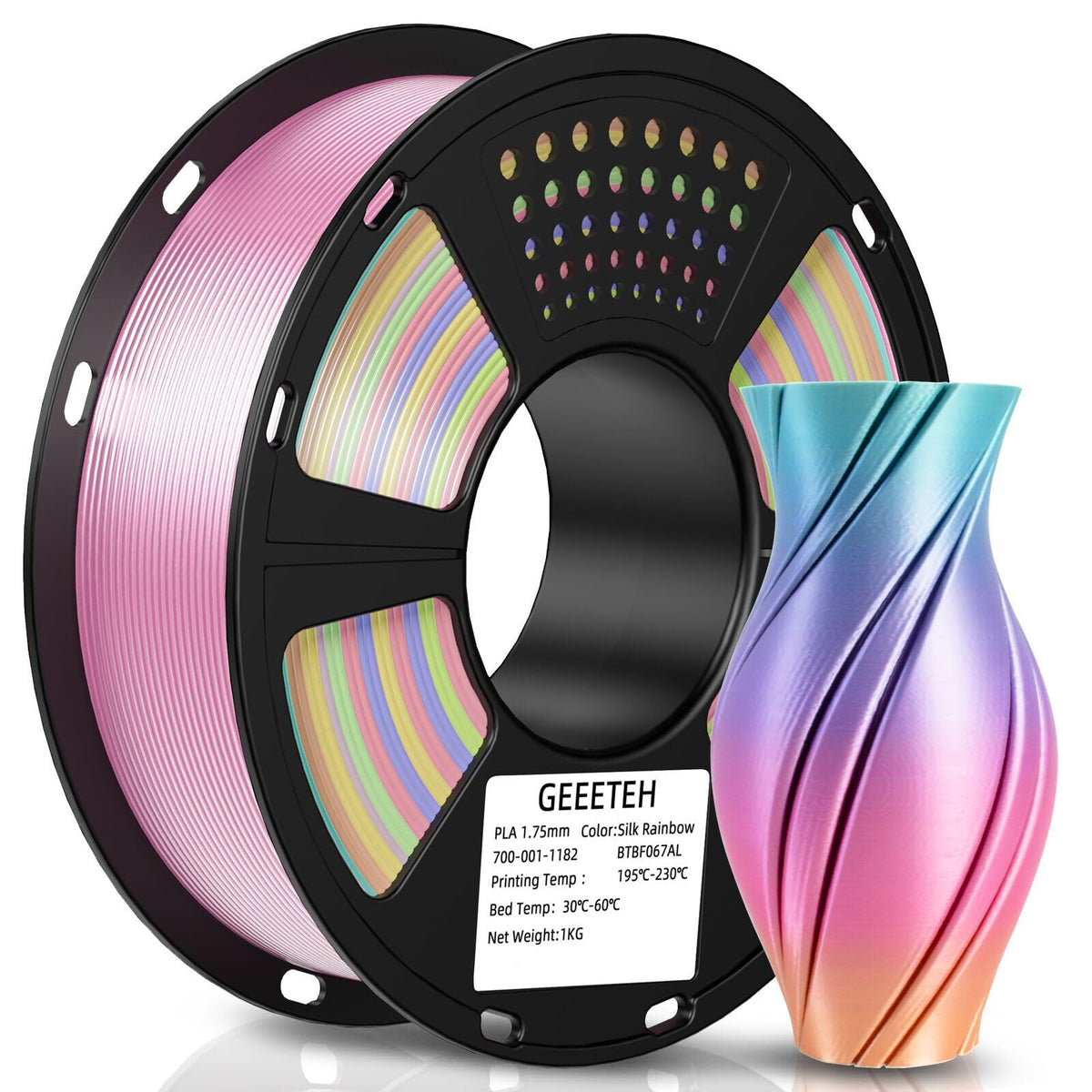 GEEETECH 6KG 3D Printer Filament Bundle - Black PLA Filament 1.75mm ±0.02mm (6 Spools, 1KG Each) - High Precision, Low Warping, 3D Printing Filament Fits Most FDM 3D Printers