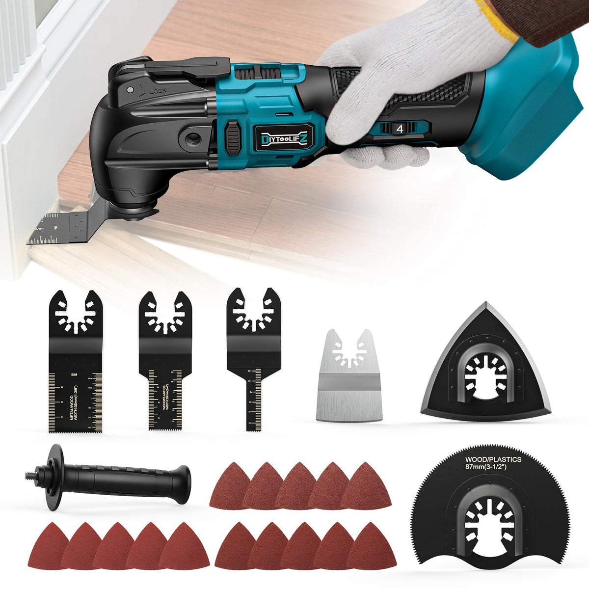 Cordless Oscillating Tool Compatible with Makita 18V Battery(Not Include Battery), 21,000 OPM Brushless 18V Oscillating Multi-tool with 6 Speed, LED Light, DIYtoolifz 4.5° Oscillating Tool for Cutting