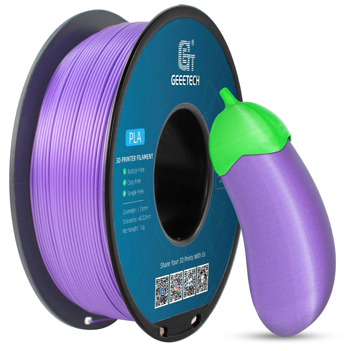 GEEETECH 6KG 3D Printer Filament Bundle - Black PLA Filament 1.75mm ±0.02mm (6 Spools, 1KG Each) - High Precision, Low Warping, 3D Printing Filament Fits Most FDM 3D Printers