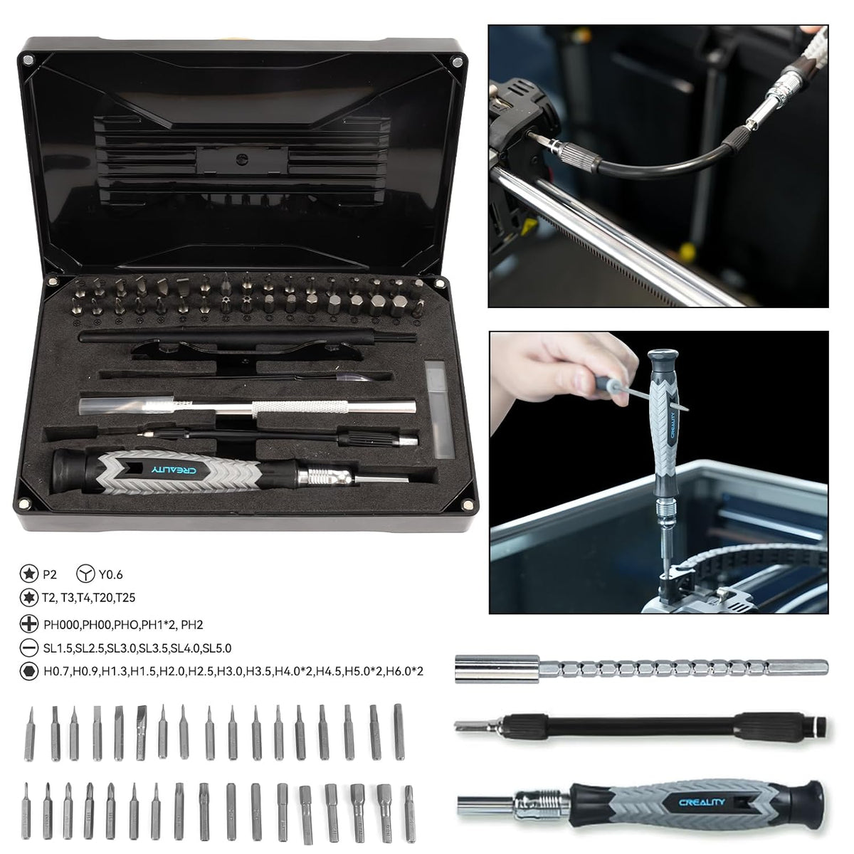 Creality 3D Print Tools Warp Kit 74PCS Comprehensive 3D Printing Tools for 3D Printer Assembling, Nozzle Cleaning, Model Removal Crafting Detailing, Filament Cutting Multi Purpose 3D Printer Tools