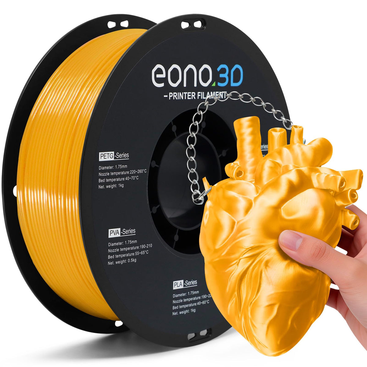Conductive PLA Filament 1.75mm, 1kg – Electrically Conductive 3D Printer Filament for ESD Protection, Sensors & Functional Prototypes – Compatible with FDM Printers, Black, Matte Plastic Spool