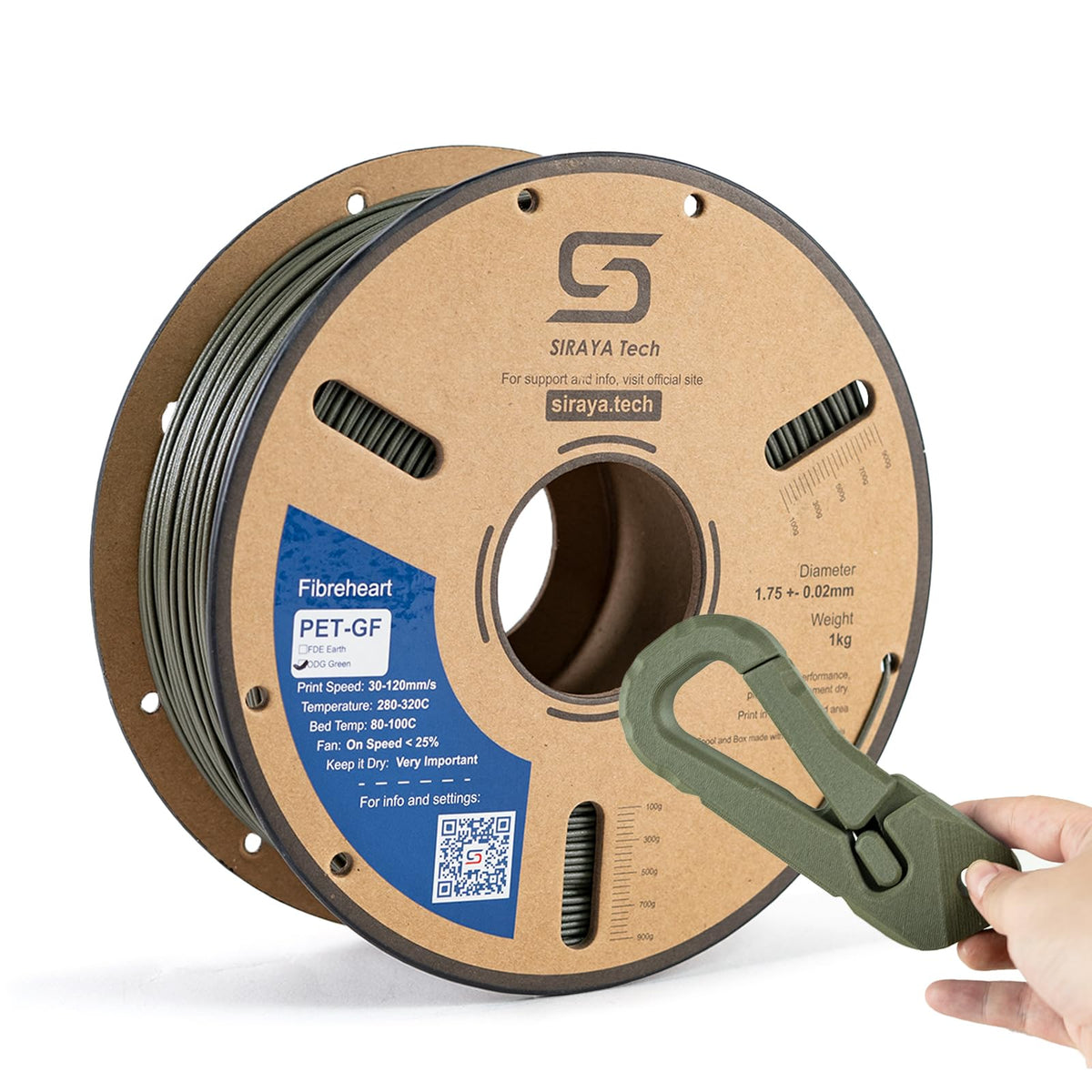 Siraya Tech Fibreheart PPA 3D Printing Filament - High Performance Polyphthalamide Nylon, Extreme Strength & Heat Resistance for Industrial & Engineering Applications - 1kg (2.2lbs) 1.75mm