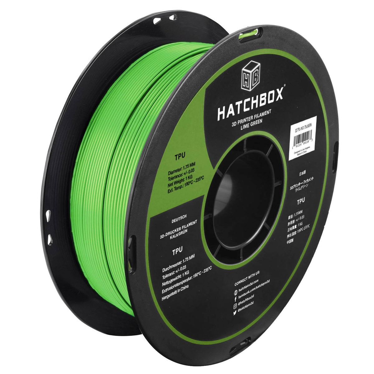HATCHBOX 1.75mm Black TPU 3D Printer Filament Shore 95A, 1 KG Spool, Dimensional Accuracy +/- 0.03 mm, 3D Printing Filament