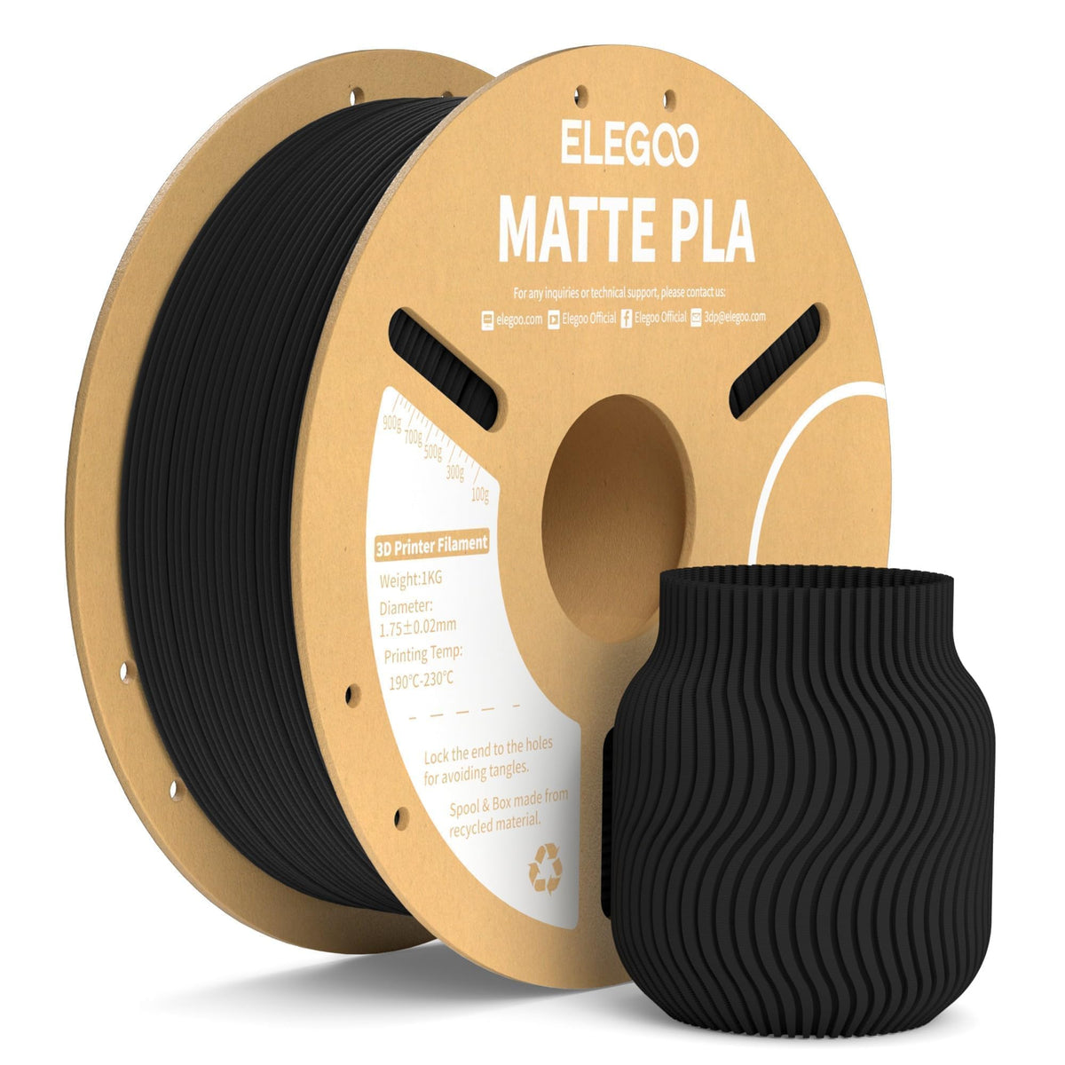 ELEGOO Matte PLA 3D Printer Filament Bundle 1.75mm, 8 Colors 250g Spool Dimensional Accuracy +/- 0.02mm, 8 Pack Multicolors Fits for Most FDM 3D Printers
