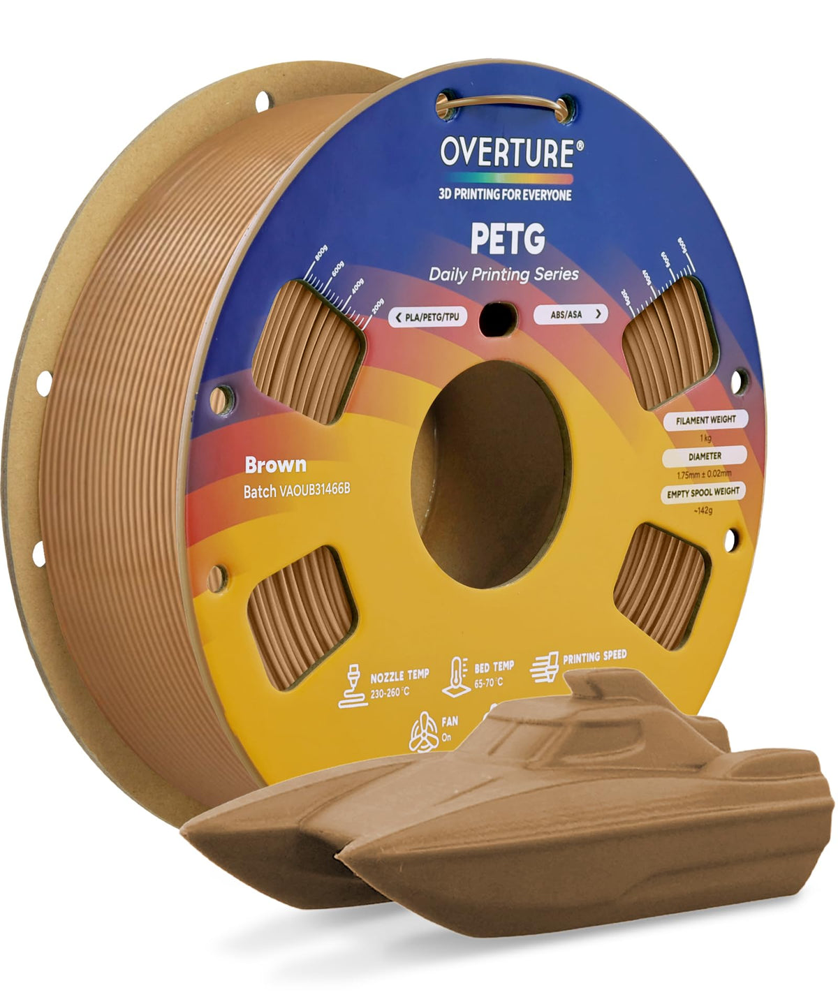 OVERTURE 4KG Bundle PETG 3D Printer Filament 1.75mm, Neatly Wound Durable PETG 4 Pack 1kg(2.2lbs), Strong Toughness Filament, Dimensional Accuracy +/- 0.02mm, Fit Most FDM Printers (Black (4-Pack)