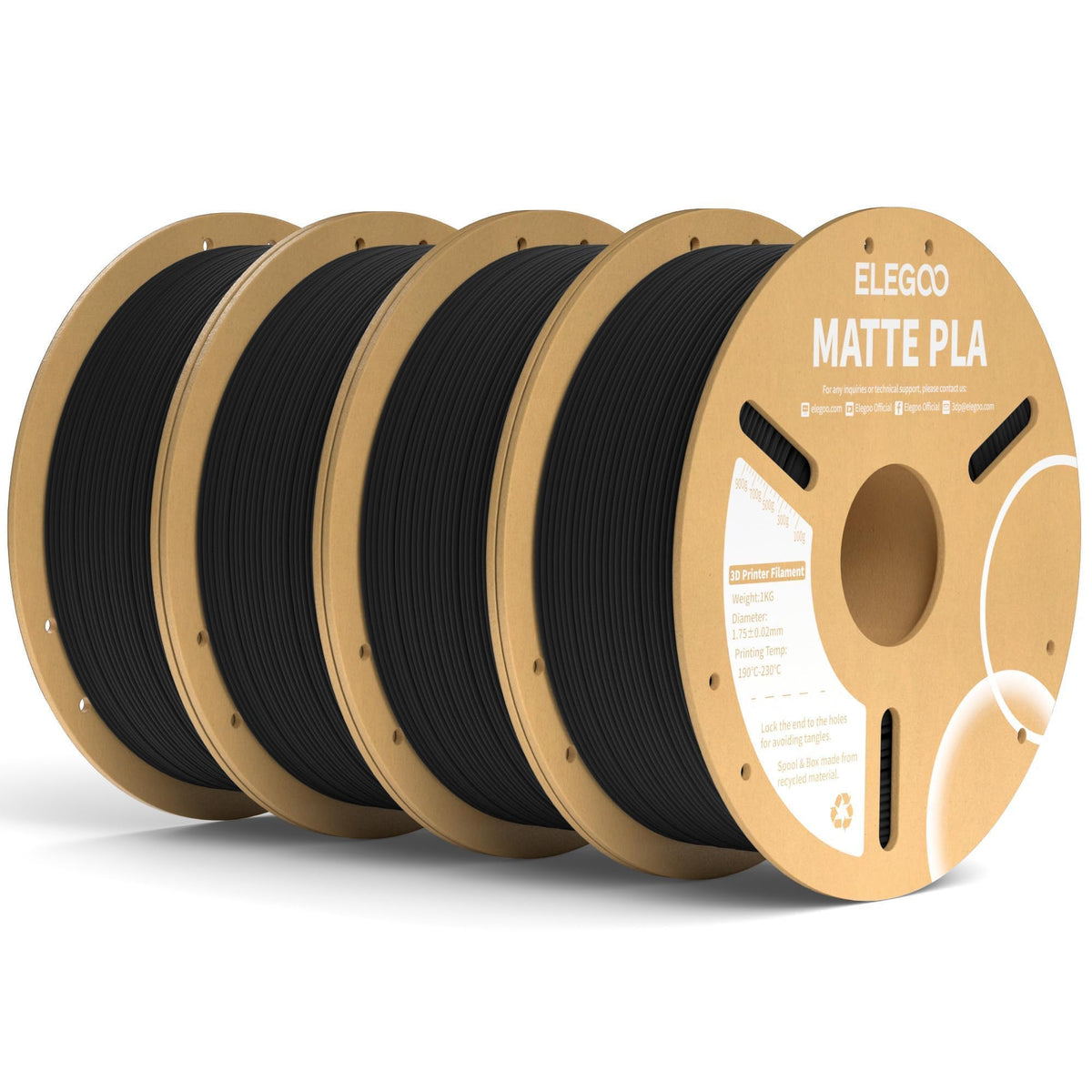 ELEGOO Matte PLA 3D Printer Filament Bundle 1.75mm, 8 Colors 250g Spool Dimensional Accuracy +/- 0.02mm, 8 Pack Multicolors Fits for Most FDM 3D Printers