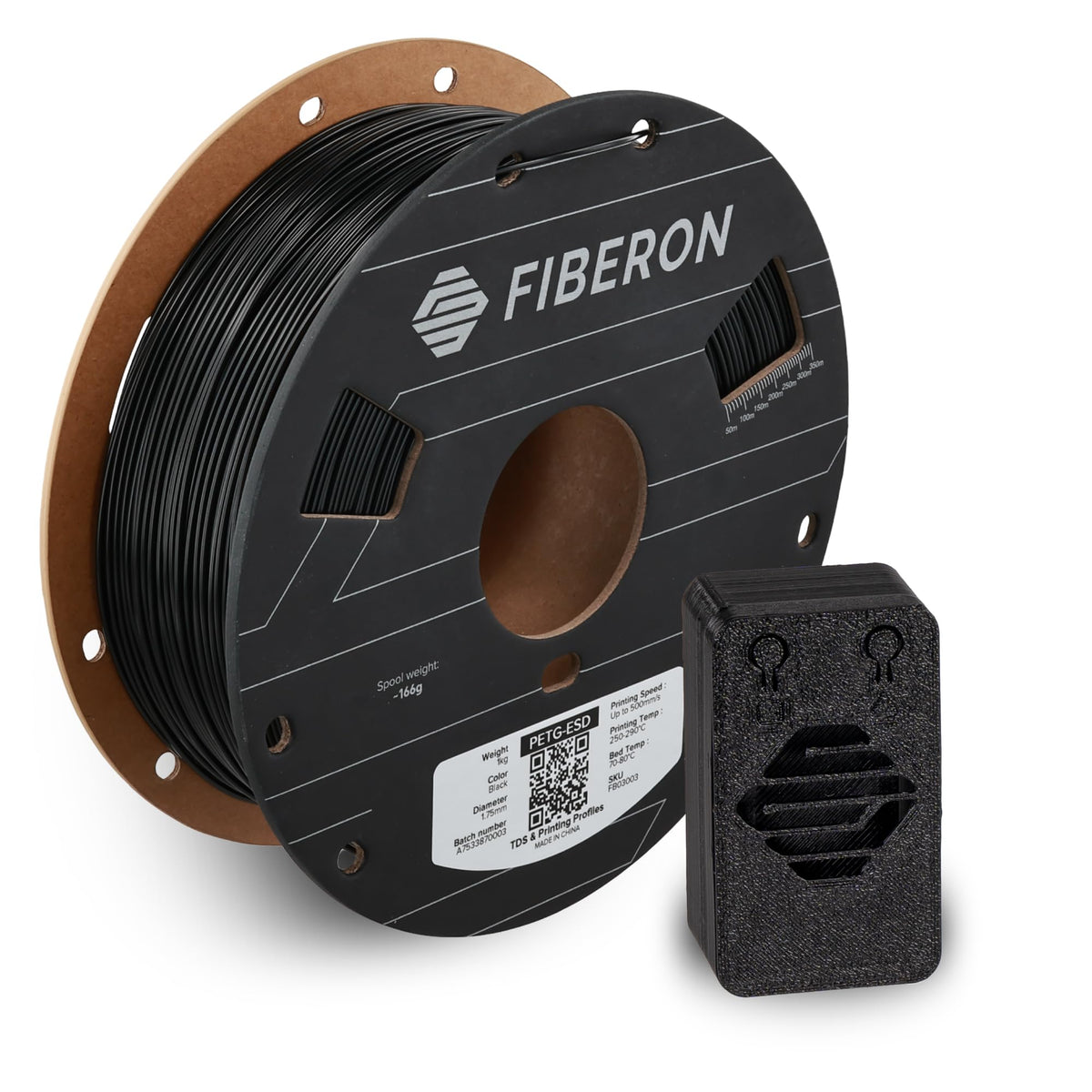 Polymaker Fiberon PA6-CF20 Carbon Fiber Nylon Filament 1.75mm Black 0.5kg, Fiberon PA6-CF20 Nylon Warp Free 1.75mm 3D Printing Filament