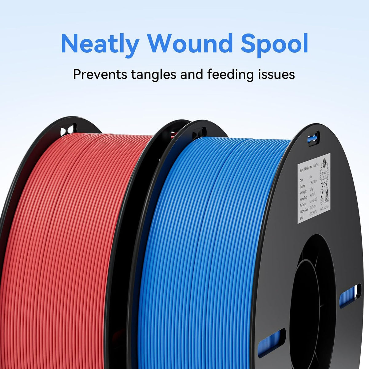 Creality 3D Printer Filament 1.75mm 4KG, PLA Filament Bulk +/- 0.02mm, 4 Pack 1kg Spool(2.2lbs) 3D Printing Filament Fits for Most FDM 3D Printers, Black White Blue Red