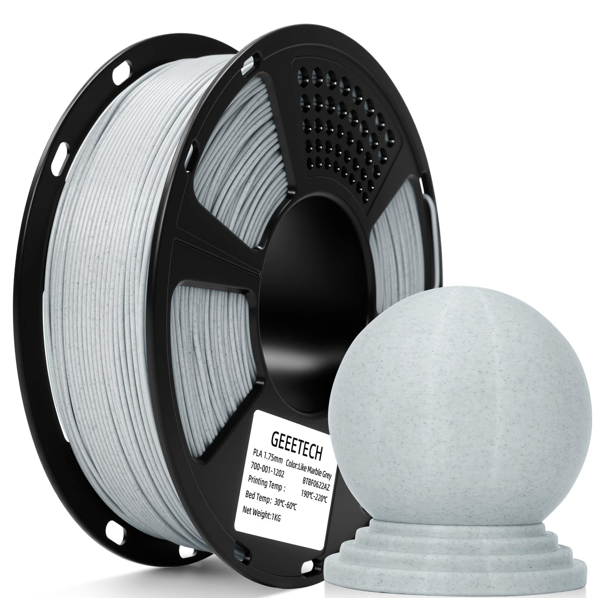 GEEETECH 6KG 3D Printer Filament Bundle - Black PLA Filament 1.75mm ±0.02mm (6 Spools, 1KG Each) - High Precision, Low Warping, 3D Printing Filament Fits Most FDM 3D Printers