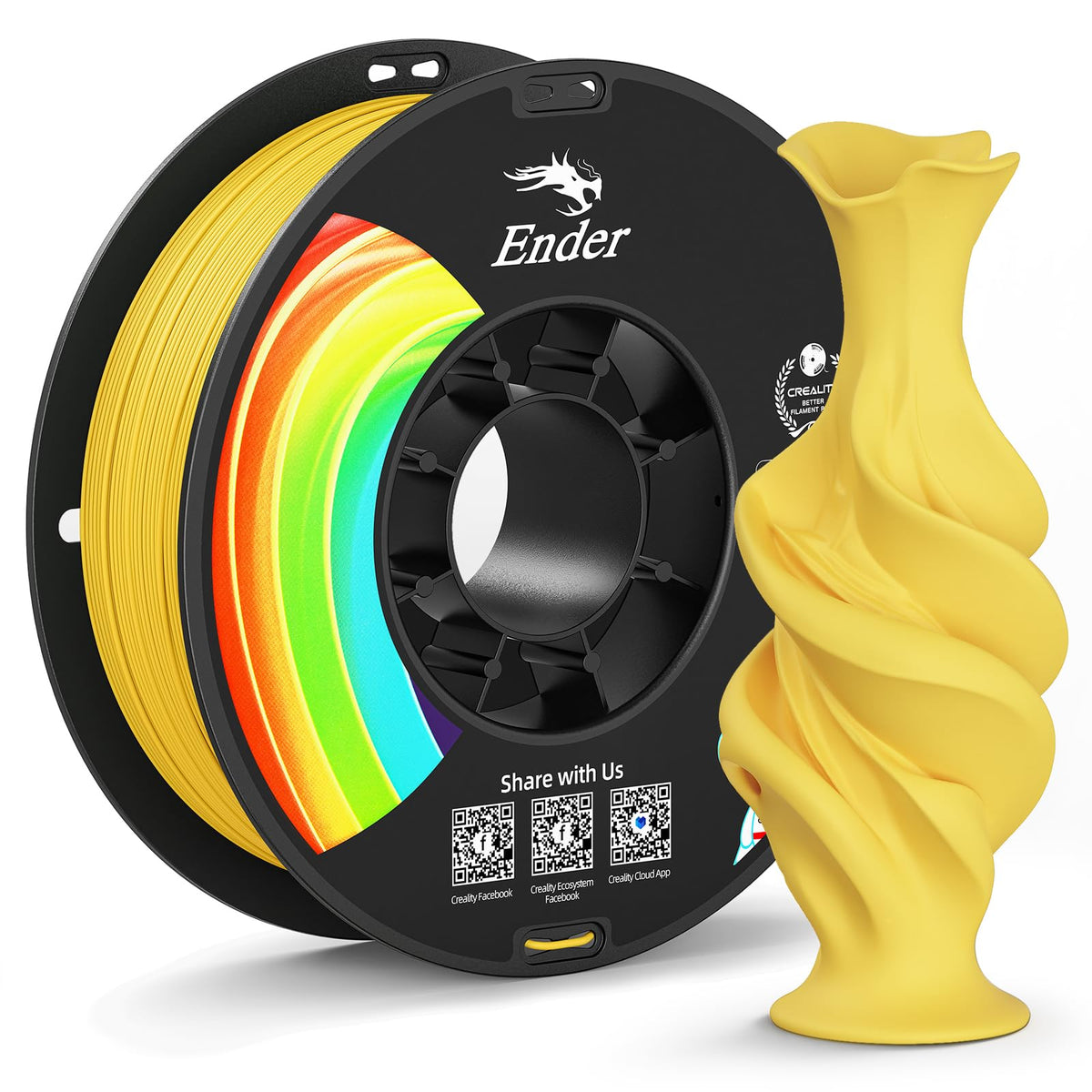 Creality Matte PLA Plus Filament 1.75mm, Low Warping, Minimal Layer Lines, Dimensional Accuracy +/- 0.02mm, 4kg (8.8lb) 3D Printer PLA+ Filament Bundle, Matte Black (4 Pack)