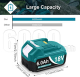 Twupixy 2Pack 18-Volt Replace for Makita 18V Battery BL1860B, Replacement Batteries Compatible with Makita BL1860 BL1820 1830B 1840B 1850B, Fit with Original makita 18V Battery Chargers