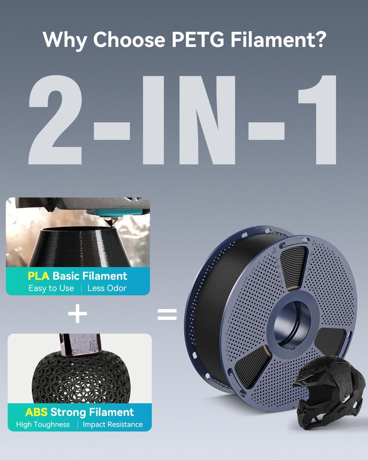 SUNLU PETG Filament 1.75mm 4KG Bundle (4x1kg Black),Good Layer Adhesion,Weather-Resistant & High Impact for Outdoor Parts and Mechanical Gears, Less Stringing, Dimensional Accuracy +/- 0.02mm.