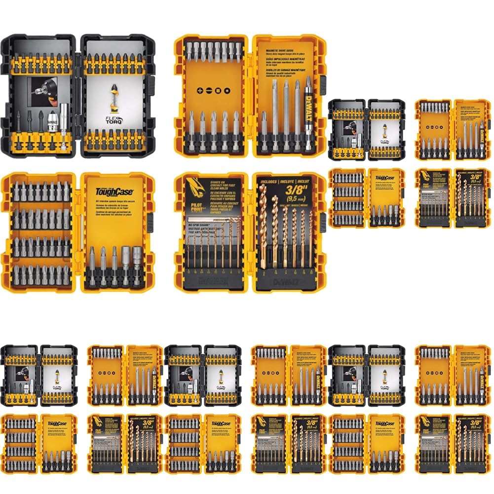 DEWALT Screwdriver Bit Set, 100 Pc Impact Driver Bit Set with Drill Bits, Magnetic Holder and Nut Drivers, FlexTorq Impact Ready, ToughCase Included (DWA2FTS100)