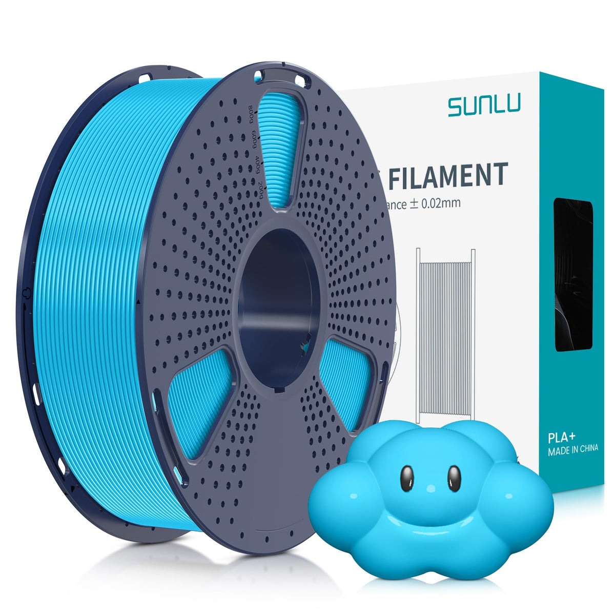 SUNLU 3D Printer Filament Bundle, PLA Plus Filament 10KG 1.75mm, Neatly Wound Filament for Most 3D Printer, 10 Colors, 1kg Spool, Black+White+Grey+Green+Blue+Grassgreen+Bluegrey+Pureyellow+Red+Orange