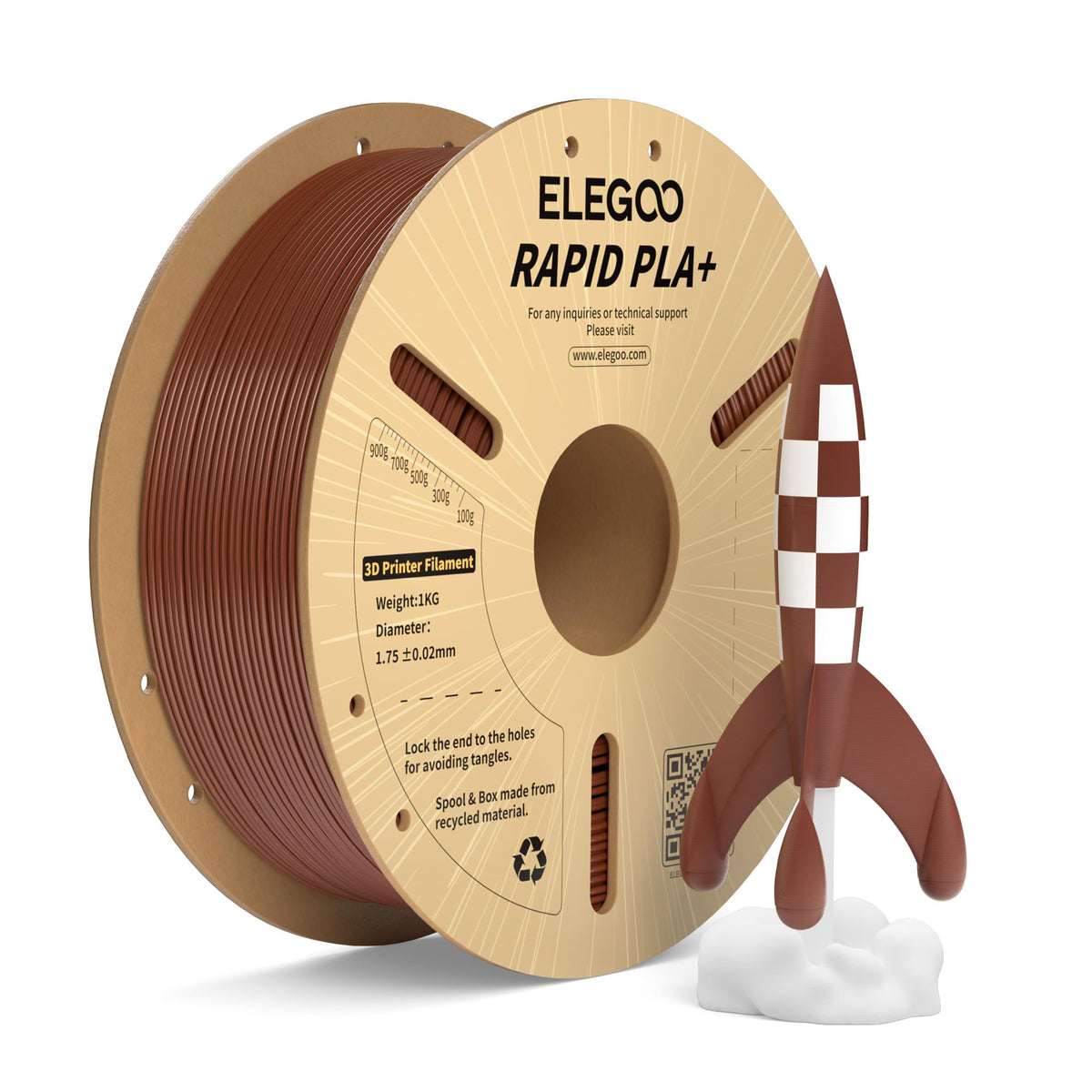 ELEGOO Rapid PLA Plus Filament 1.75mm Black 4KG, PLA+ 3D Printer Filament for 30-600 mm/s High Speed Printing, Dimensional Accuracy +/- 0.02 mm, 4 Pack 1kg Spool(2.2lbs)
