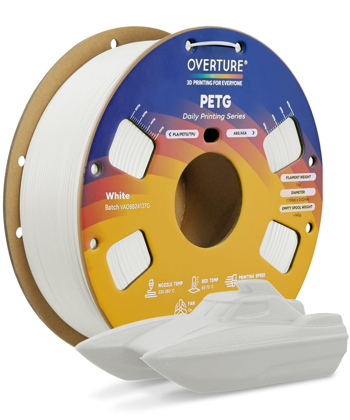OVERTURE 4KG Bundle PETG 3D Printer Filament 1.75mm, Neatly Wound Durable PETG 4 Pack 1kg(2.2lbs), Strong Toughness Filament, Dimensional Accuracy +/- 0.02mm, Fit Most FDM Printers (Black (4-Pack)