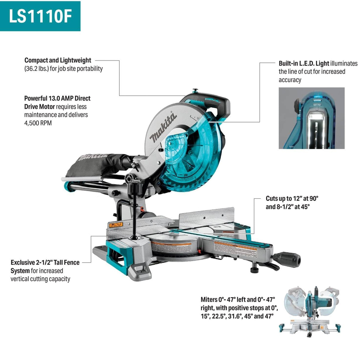 Makita LS1110F 10” Slide Compound Miter Saw