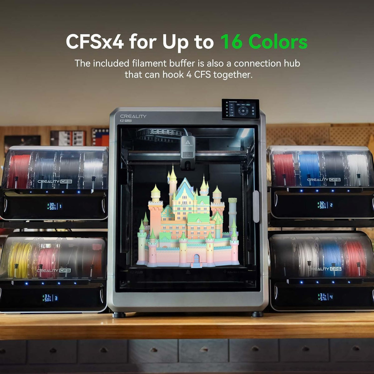 2025 Official CREALITY CFS - New Creality Filament System, Multi-Color 3D Printer Automatically System, Supports 16 Color Printing for K1 Series CFS Upgrade Kit/K2 Combo//K2 Plus/K1 MAX/K1 SE/K1C/Hi