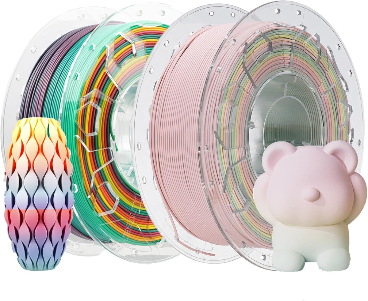 Creality 3D Printer Filament Bundle, PLA Rainbow, PLA Matte Rainbow, 3D Printing Filament 1kg X 2 Spools