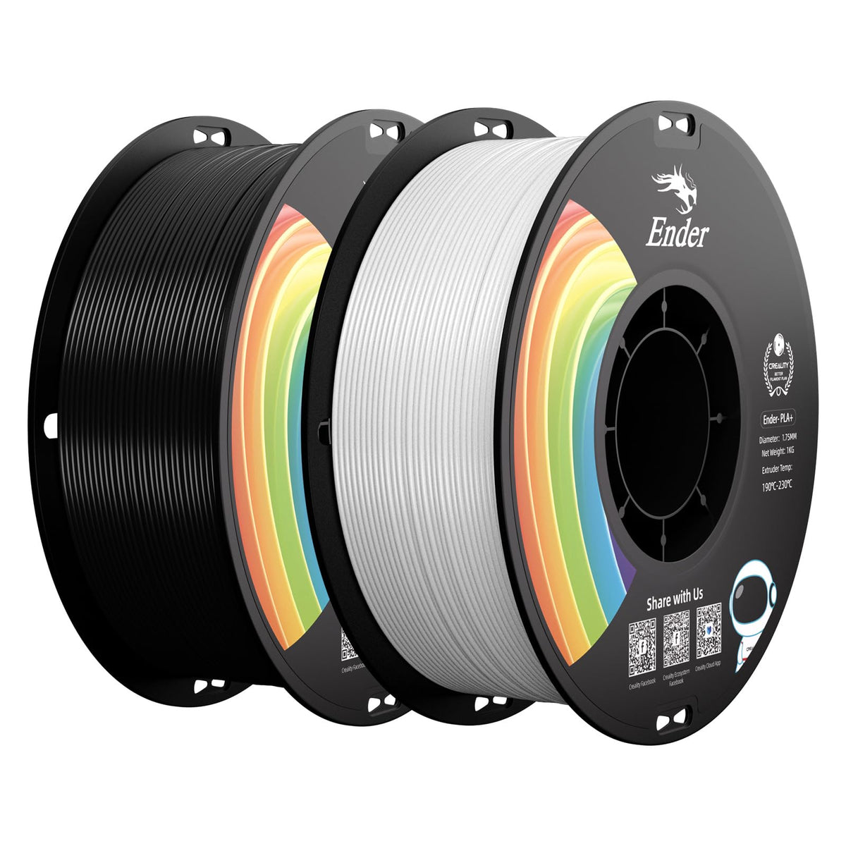 Creality 3D Printer Filament 1.75mm 4KG, PLA Filament Bulk +/- 0.02mm, 4 Pack 1kg Spool(2.2lbs) 3D Printing Filament Fits for Most FDM 3D Printers, 4 White
