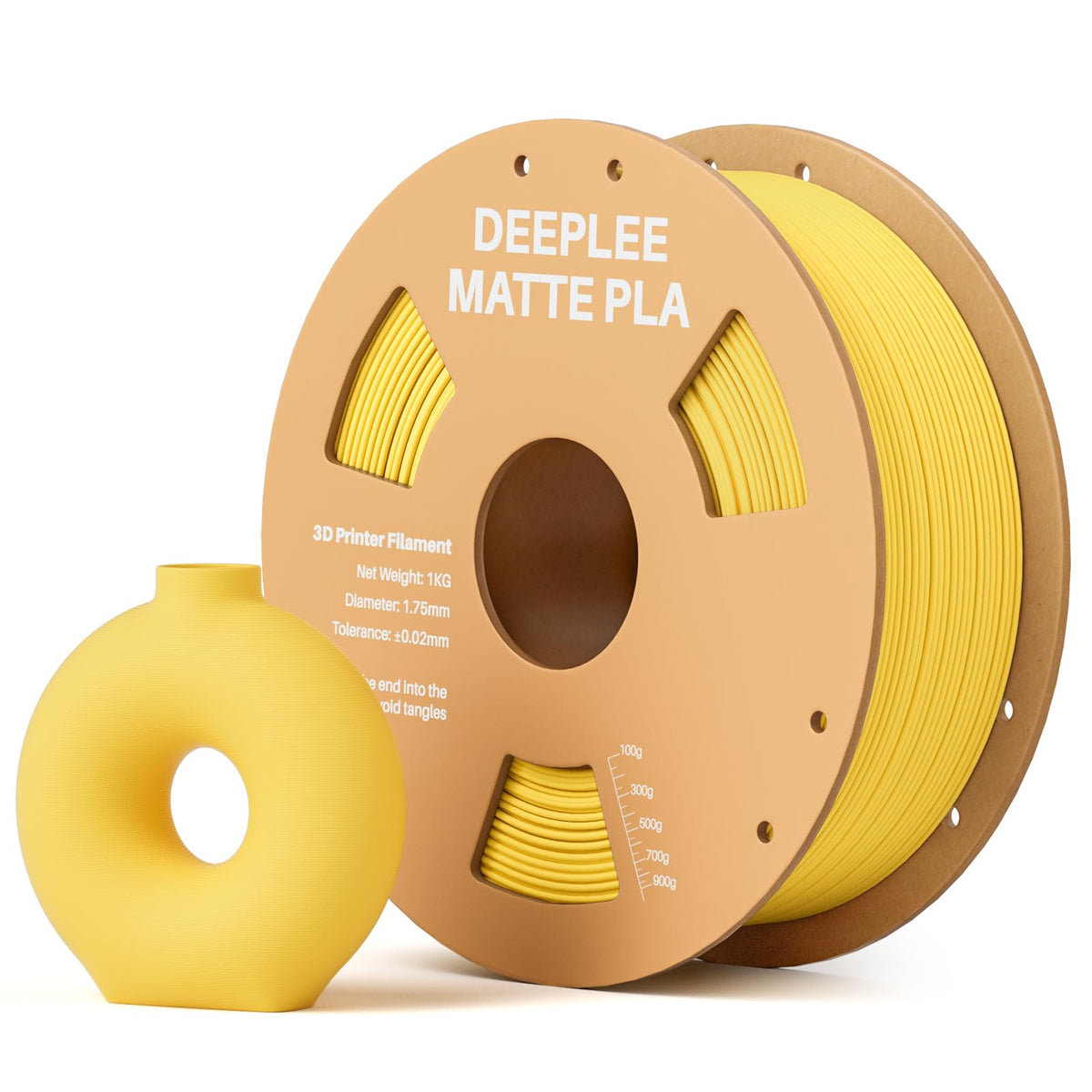 Matte PLA Filament 1.75mm, 3D Printer Filament Dimensional Accuracy +/- 0.02mm, No Clogging, Higher Toughness, Cardboard Spool 3D Filament, 4 Pack Black