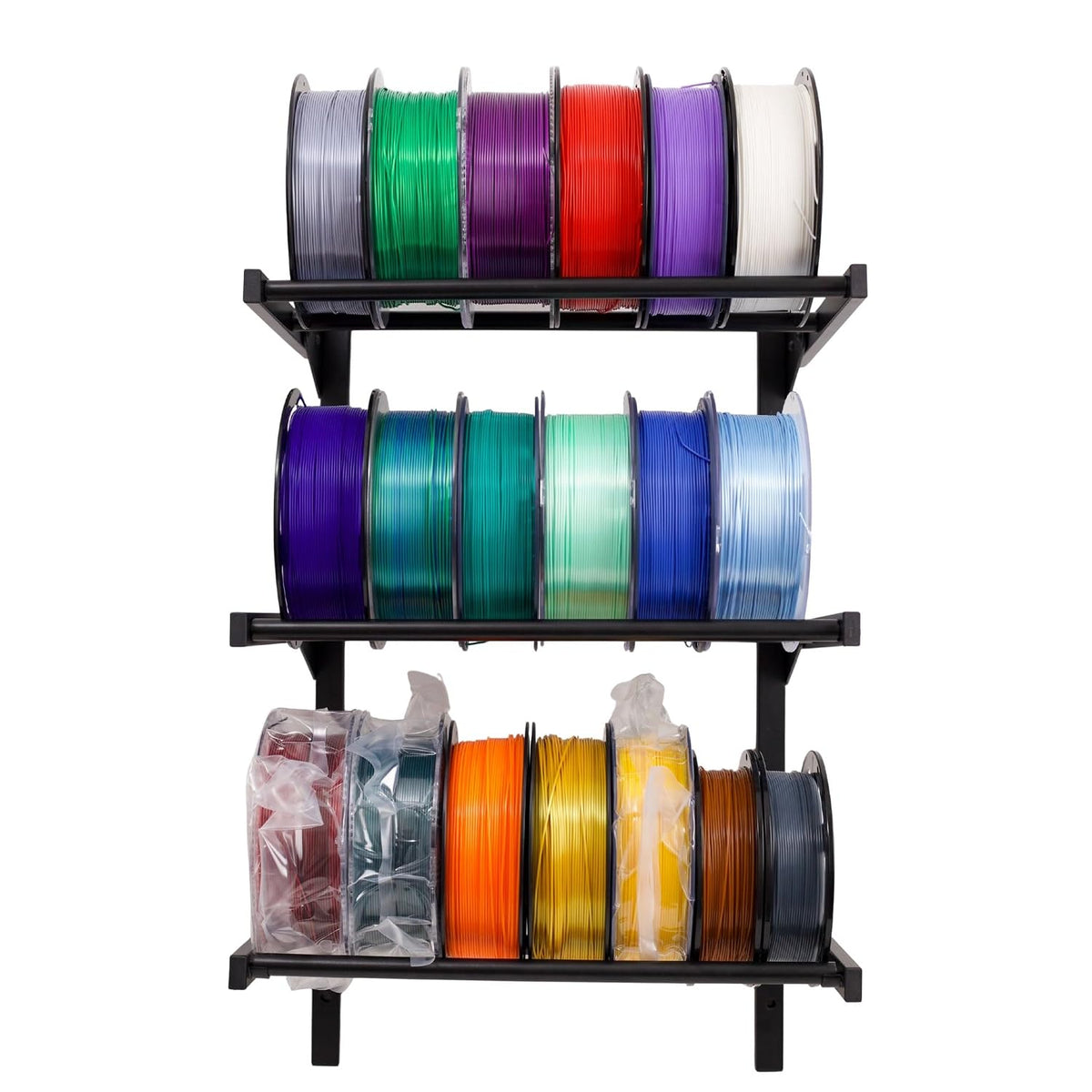 3D Printer Filament Storage Rack, Studio,Office Workshop 3-Tier Wall-Mounted Space Saving Holder, Modular Metal Spool Shelf Organizer, for PLA/ABS/TPU Rolls