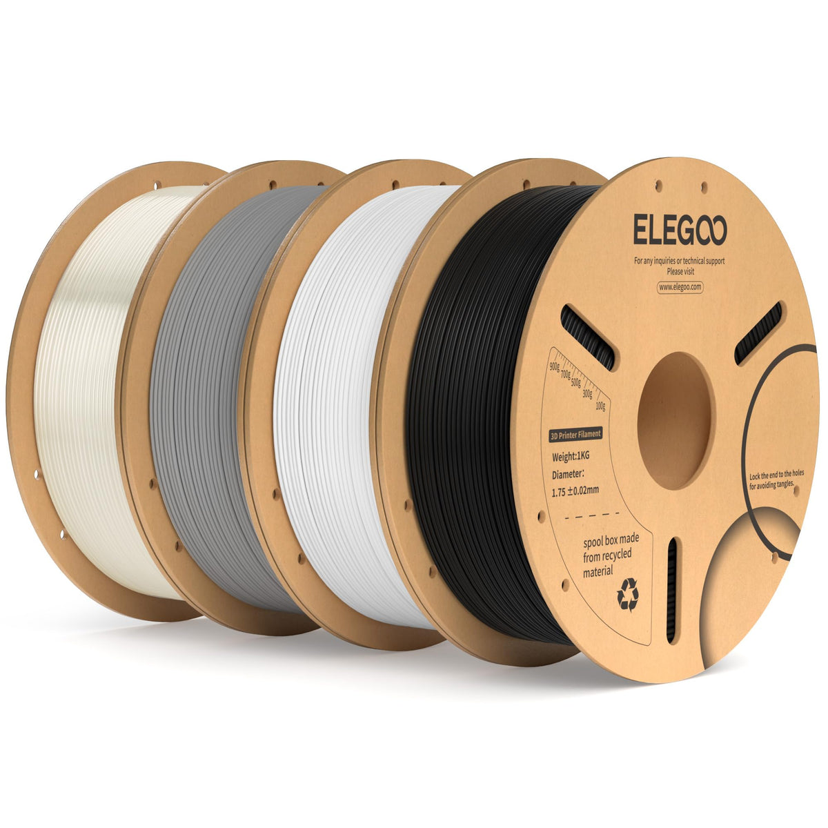 ELEGOO 250g PLA Plus Filament Bundle 1.75mm, 8 Colors 3D Printer Filaments Dimensional Accuracy +/- 0.02mm, 8 Pack 250g Spool, Black/White/Red/Dark Blue/Orange/Yellow/Sky Blue/Sea Green