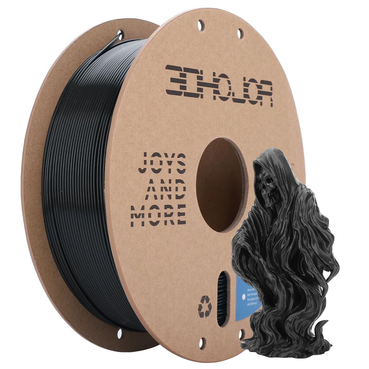 3DHoJor PLA Filament 1.75mm,3D Printer Filament 1kg*4 Bundle Cardboard Spool, Fit Most FDM 3D Printer,Dimensional Accuracy +/- 0.03 mm,Vacuum Packaging-Black+White 4Pack