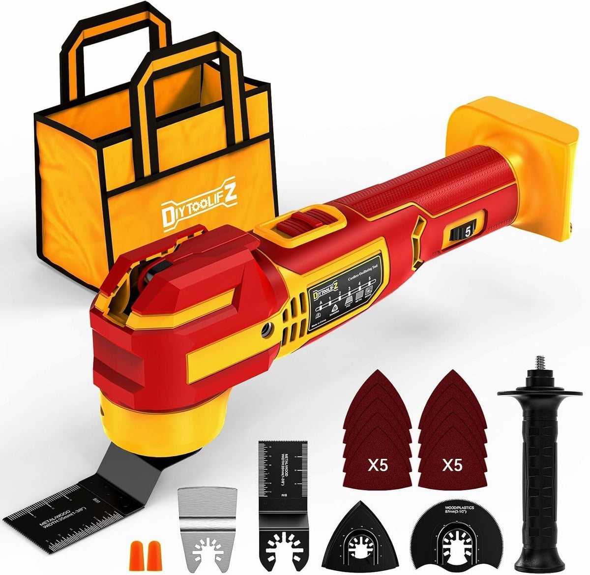 Cordless Oscillating Tool Compatible with Makita 18V Battery(Not Include Battery), 21,000 OPM Brushless 18V Oscillating Multi-tool with 6 Speed, LED Light, DIYtoolifz 4.5° Oscillating Tool for Cutting