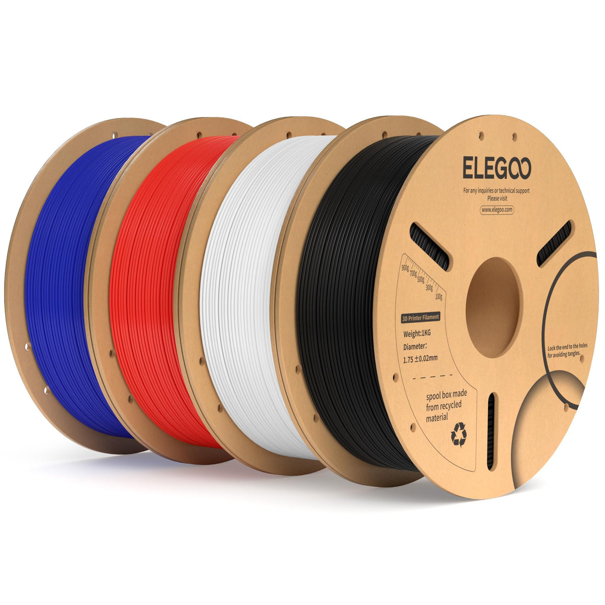 ELEGOO 250g PLA Plus Filament Bundle 1.75mm, 8 Colors 3D Printer Filaments Dimensional Accuracy +/- 0.02mm, 8 Pack 250g Spool, Black/White/Red/Dark Blue/Orange/Yellow/Sky Blue/Sea Green