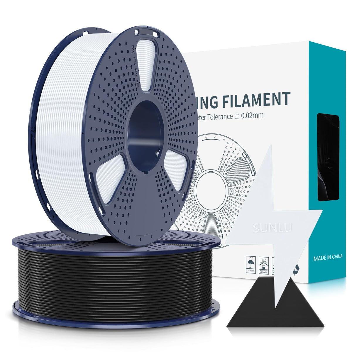 SUNLU High Speed PLA Filament Mini Pack, 30mm/s - 600mm/s Print Range, High Flow Speedy 3D Printer PLA Filament Bundle, 250g/Spool, Black+White+Green+Blue+Red+Orange+Yellow+Pink