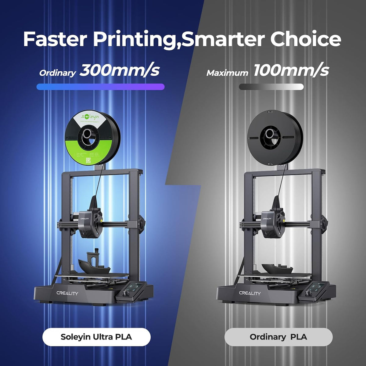 Soleyin PLA Filament 1.75mm 4KG, 3D Printer Filament 4 Pack 1kg Spool, Neatly Wound, ±0.02mm Accuracy, High-Speed & Strong Toughness, No Warping, Fits Most FDM Printers (4 * 1kg Black)