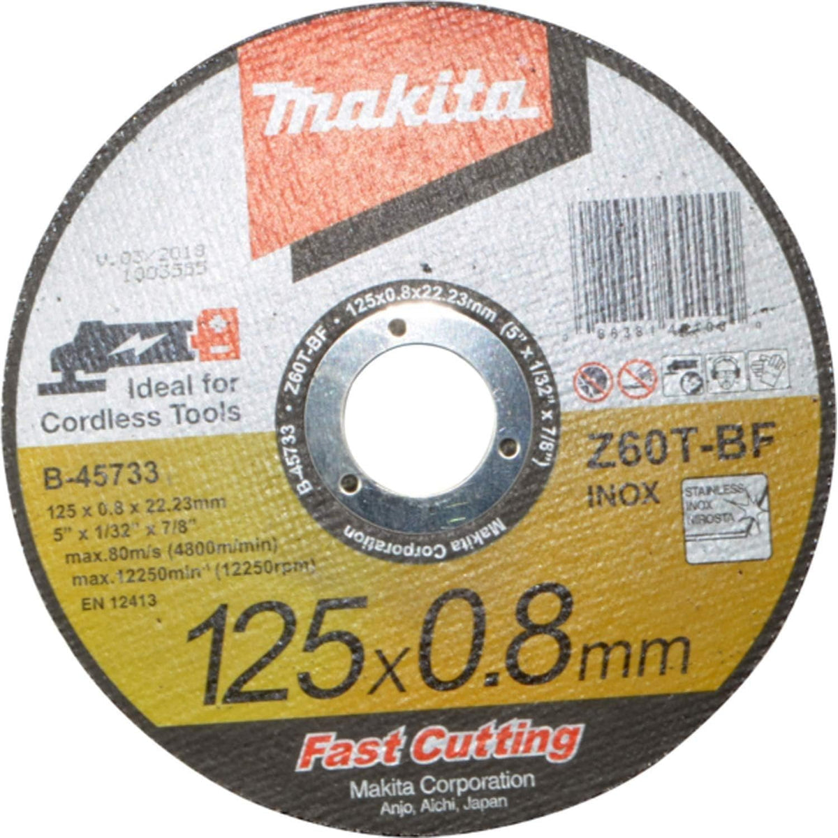Makita B-46165-25 5" x .032" x 7/8" Ultra Thin Cut-Off Wheel (25 Pack), Stainless
