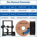3DHoJor PLA Filament 1.75mm,3D Printer Filament 1kg*4 Bundle Cardboard Spool, Fit Most FDM 3D Printer,Dimensional Accuracy +/- 0.03 mm,Vacuum Packaging-Black+White 4Pack