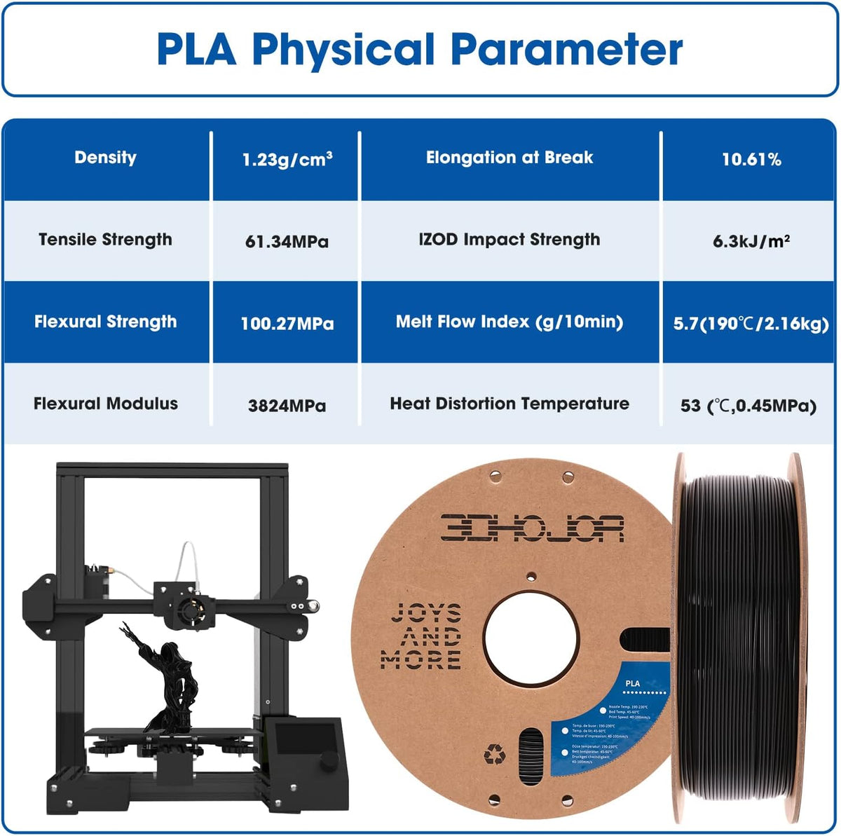 3DHoJor PLA Filament 1.75mm,3D Printer Filament 1kg*4 Bundle Cardboard Spool, Fit Most FDM 3D Printer,Dimensional Accuracy +/- 0.03 mm,Vacuum Packaging-Black+White 4Pack