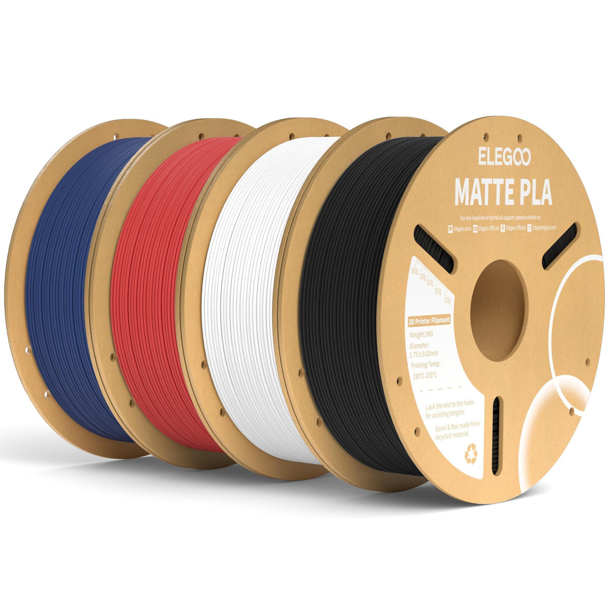 ELEGOO Matte PLA 3D Printer Filament Bundle 1.75mm, 8 Colors 250g Spool Dimensional Accuracy +/- 0.02mm, 8 Pack Multicolors Fits for Most FDM 3D Printers