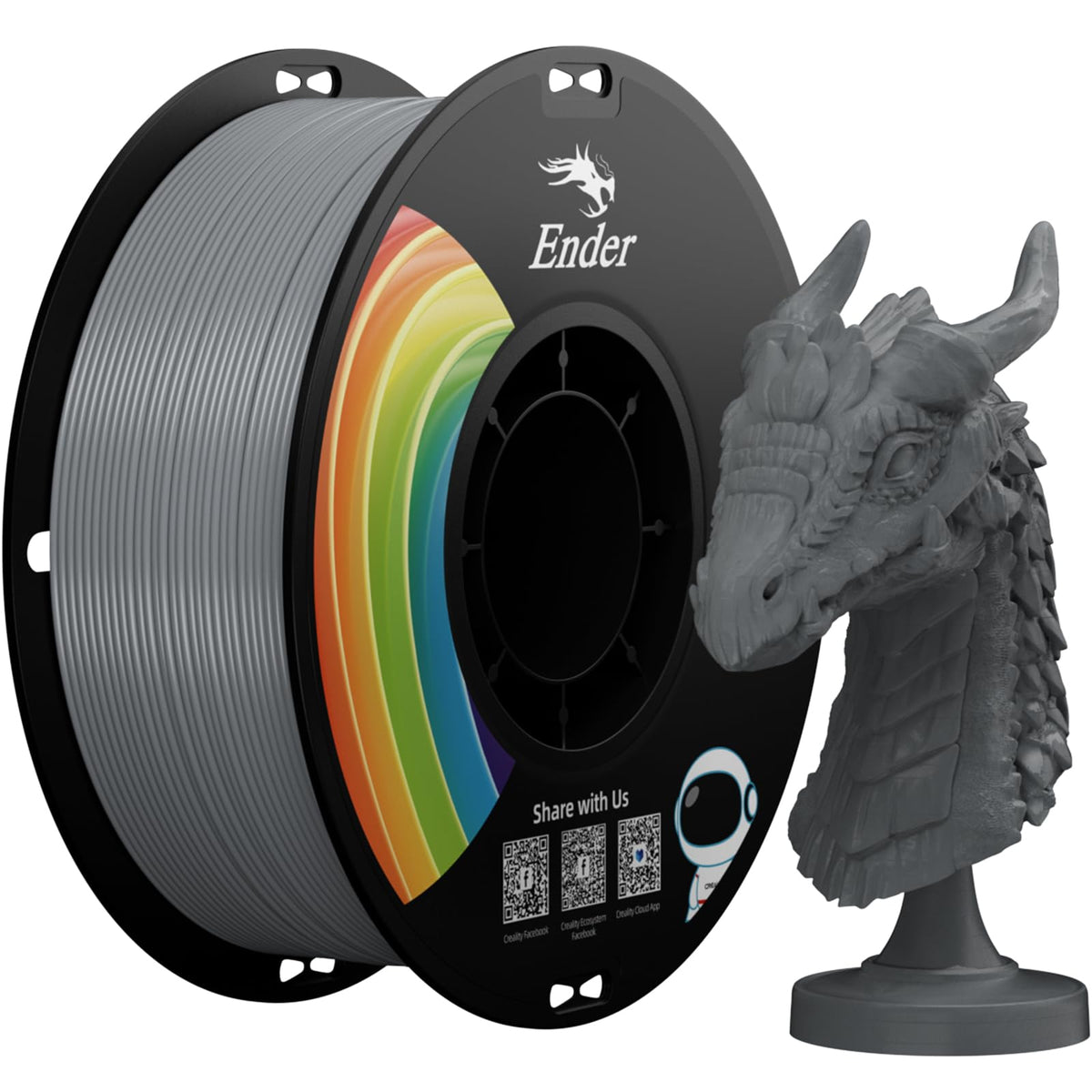 Creality 3D Printer Filament 1.75mm 4KG, PLA Filament Bulk +/- 0.02mm, 4 Pack 1kg Spool(2.2lbs) 3D Printing Filament Fits for Most FDM 3D Printers, 4 White
