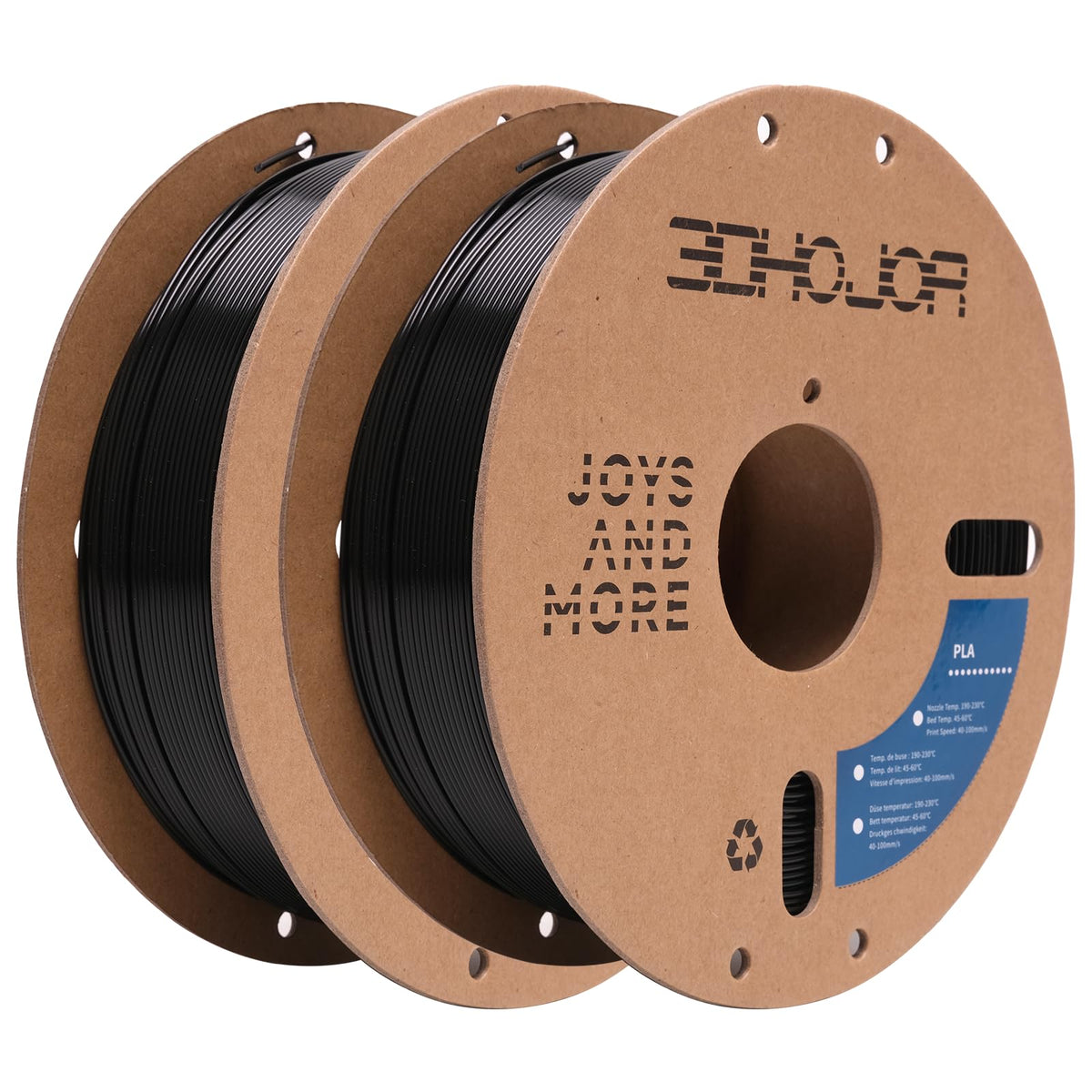3DHoJor PLA Filament 1.75mm,3D Printer Filament 1kg*4 Bundle Cardboard Spool, Fit Most FDM 3D Printer,Dimensional Accuracy +/- 0.03 mm,Vacuum Packaging-Black+White 4Pack
