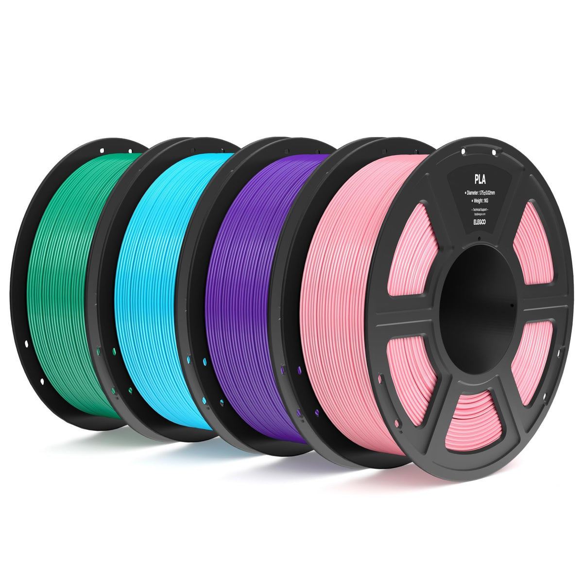ELEGOO PLA Filament 1.75mm Bundle 4KG, 3D Printer Filament Dimensional Accuracy +/- 0.02mm, 4pcs 1kg Spool(2.2lbs) Fit Most FDM 3D Printers (Black, White, Dark Blue, True Red)