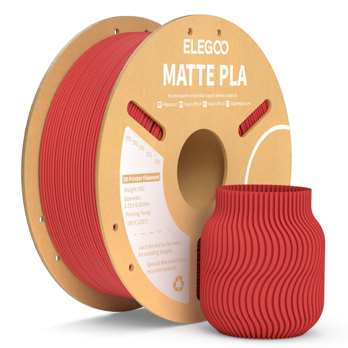 ELEGOO Matte PLA 3D Printer Filament Bundle 1.75mm, 8 Colors 250g Spool Dimensional Accuracy +/- 0.02mm, 8 Pack Multicolors Fits for Most FDM 3D Printers
