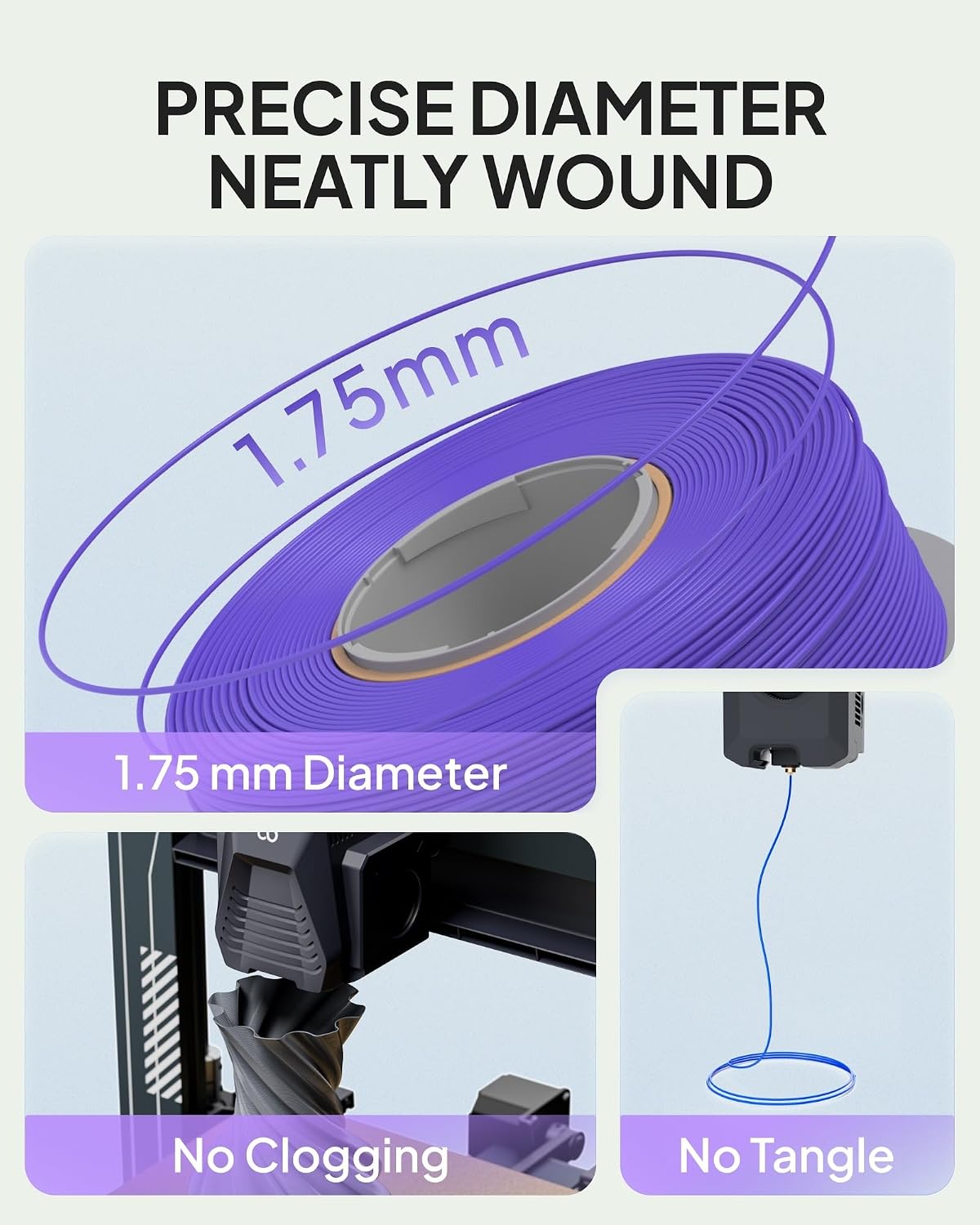 ELEGOO PLA Basic Refill Filament 1.75mm Bundle 4KG, 3D Printer Filament No Spool for Reusable Spool Refilling Dimensional Accuracy +/- 0.02mm, 4pcs 1kg Spool(2.2lbs) Black, White, Red, Cobalt Blue