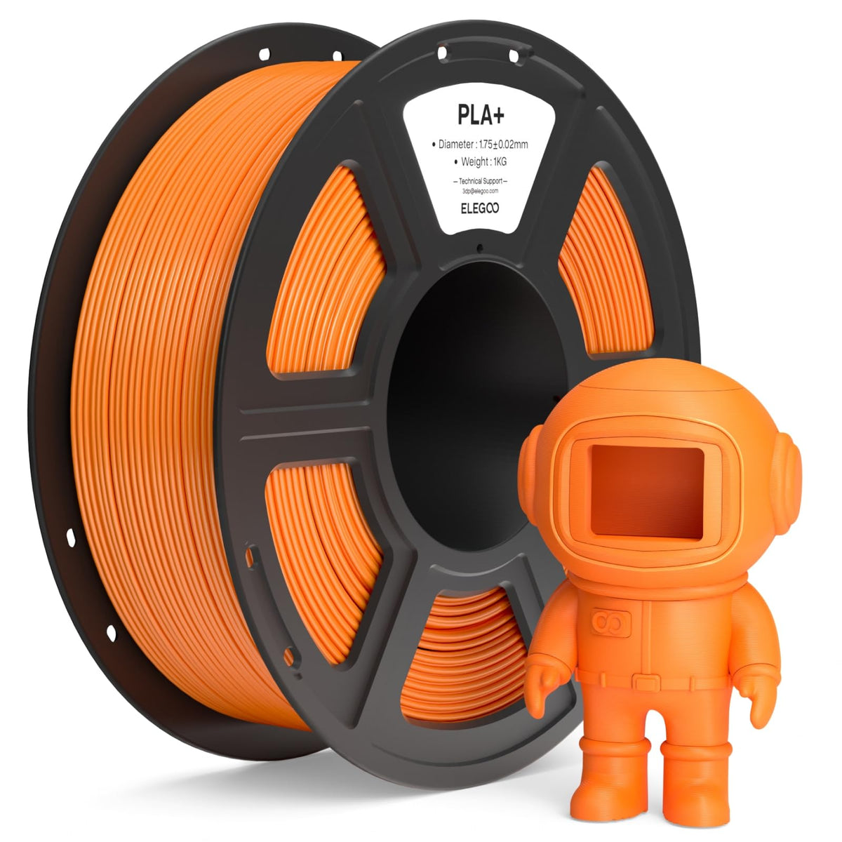 ELEGOO PLA+ Filament 1.75mm Black 3KG, High Toughness PLA Plus 3D Printer Filament Dimensional Accuracy +/- 0.02mm, 3kg Large Spool(6.6lbs) Fits for Most FDM 3D Printers