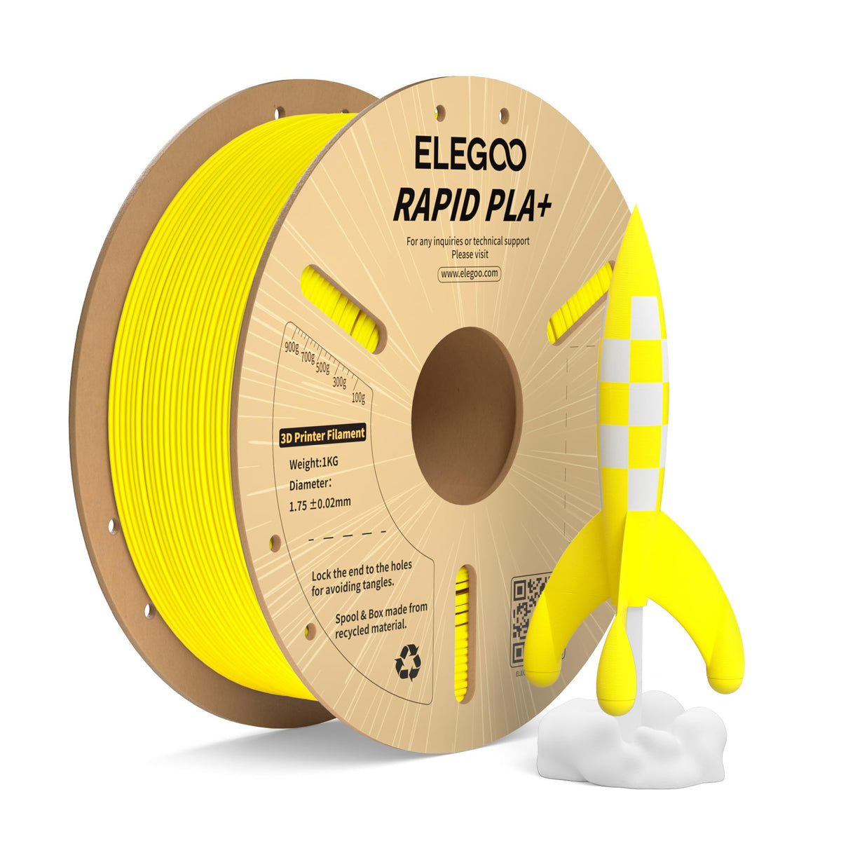 ELEGOO Rapid PLA Plus Filament 1.75mm Black 4KG, PLA+ 3D Printer Filament for 30-600 mm/s High Speed Printing, Dimensional Accuracy +/- 0.02 mm, 4 Pack 1kg Spool(2.2lbs)