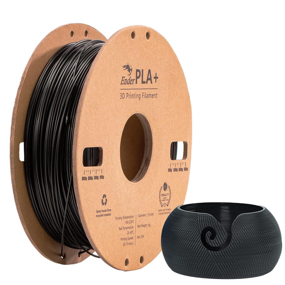 Creality Matte PLA Plus Filament 1.75mm, Low Warping, Minimal Layer Lines, Dimensional Accuracy +/- 0.02mm, 4kg (8.8lb) 3D Printer PLA+ Filament Bundle, Matte Black (4 Pack)
