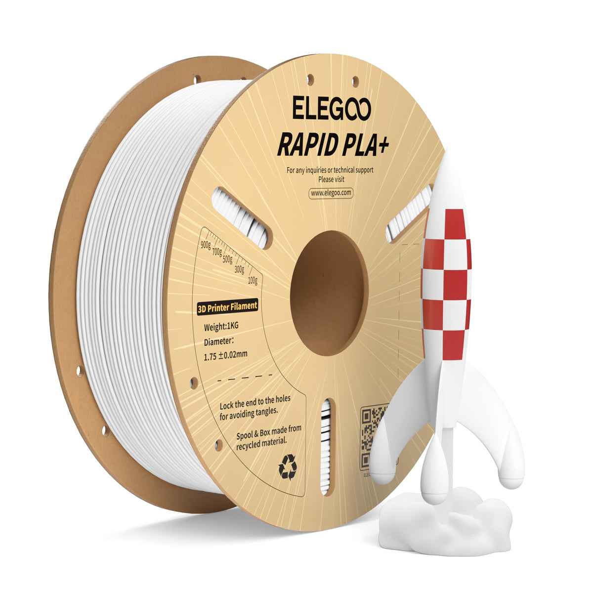 ELEGOO Rapid PLA Plus Filament 1.75mm Black 4KG, PLA+ 3D Printer Filament for 30-600 mm/s High Speed Printing, Dimensional Accuracy +/- 0.02 mm, 4 Pack 1kg Spool(2.2lbs)