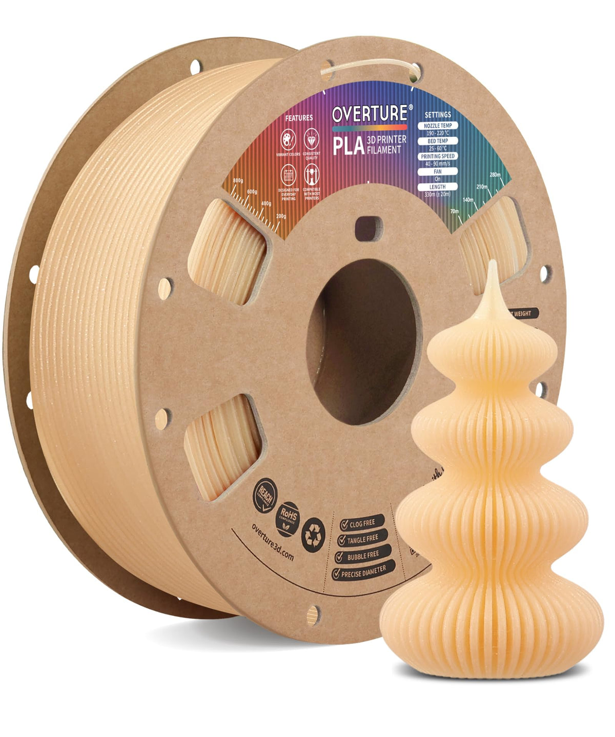 OVERTURE Silk PLA Filament Bundle, Clog-Free Shiny, Metallic Shine 3D Printer Filament, 1kg Spool * 4 Rolls(Silk Gold+Silk Silver+Silk Coppe+Silk Blue-Silver)