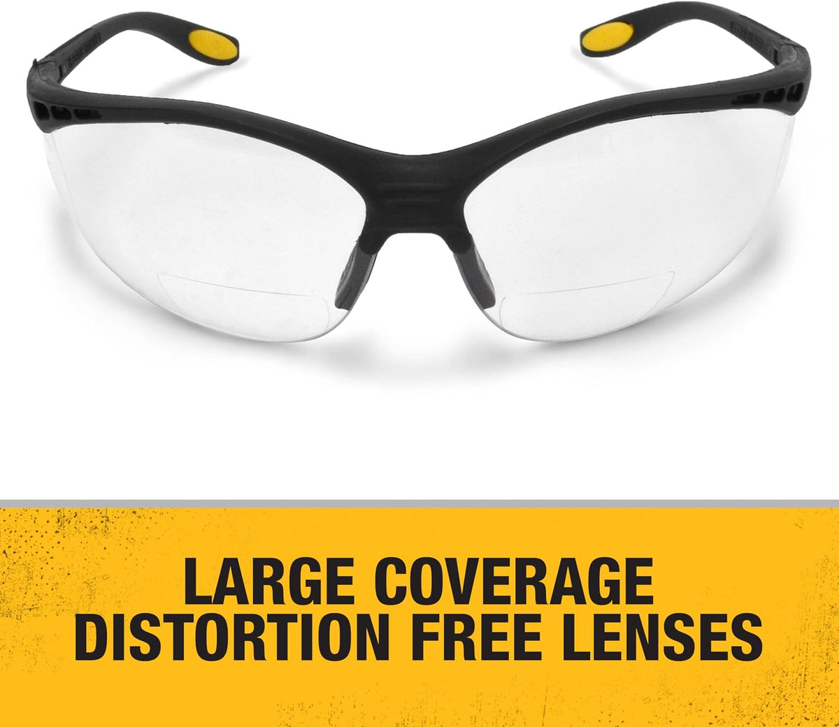 DEWALT DPG59 Reinforcer Rx-Bifocal High Performance Protective Eyeware with Rubber Temples and Protective Eyeglass Sleeve - Clear Lens, 1.5 Diopter