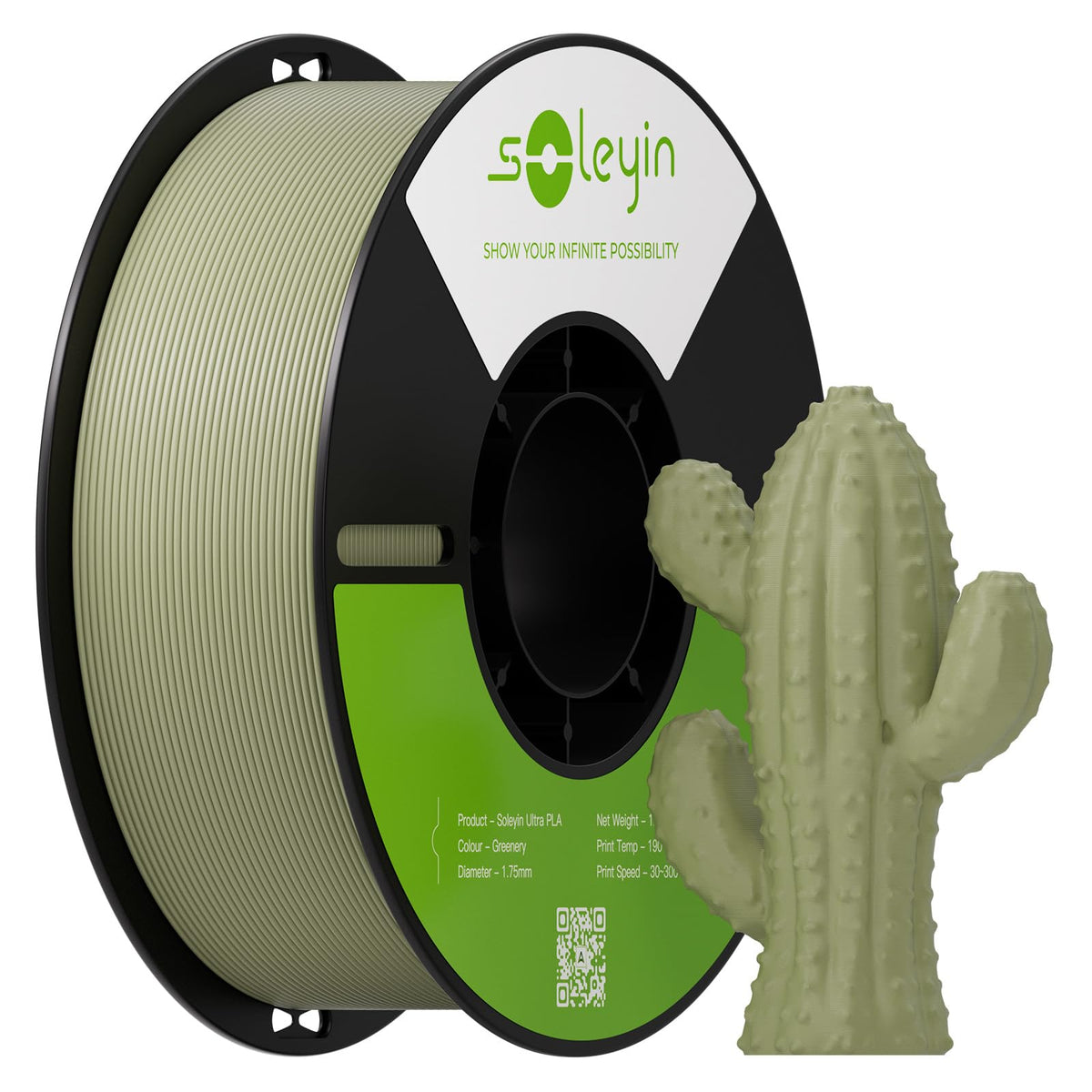 Soleyin PLA Filament 1.75mm 4KG, 3D Printer Filament 4 Pack 1kg Spool, Neatly Wound, ±0.02mm Accuracy, High-Speed & Strong Toughness, No Warping, Fits Most FDM Printers (4 * 1kg Black)