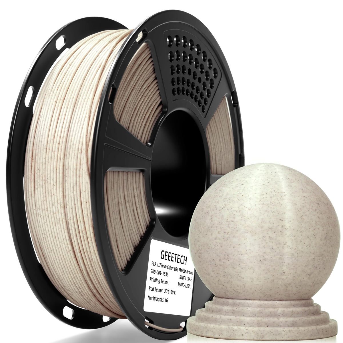 GEEETECH 6KG 3D Printer Filament Bundle - Black PLA Filament 1.75mm ±0.02mm (6 Spools, 1KG Each) - High Precision, Low Warping, 3D Printing Filament Fits Most FDM 3D Printers